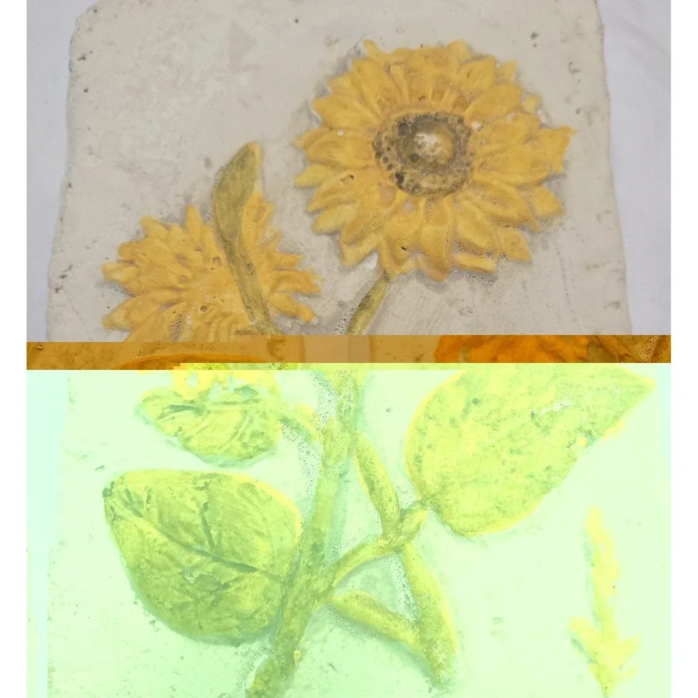 Beautiful Vintage Chalkware Sunflower Wall Art Plaque ~ 5x7 Great Condition